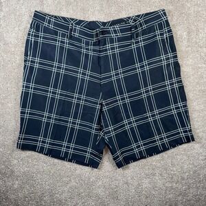 DUNNING Men's 40 Plaid‎ Golf Shorts Navy White Green Performance Stretch